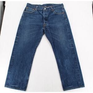 Levis 501 Jeans Mens 38x30 Blue Straight Leg Regular Fit Dark Wash Button Fly
